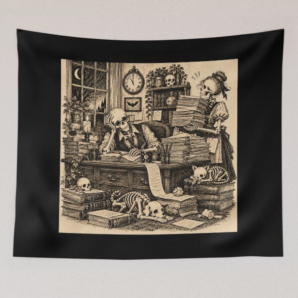 Item preview, Overworked Skeleton designed and sold by Blink Art Studio.