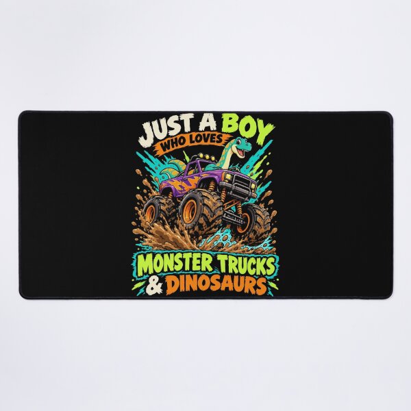Item preview, Just A Boy Who Loves Monster Trucks & Dinosaurs Kids Toddler Fan designed and sold by FolkGraphics.