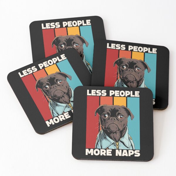 Item preview, Less People More Naps Funny Pug designed and sold by RetroChunky®.