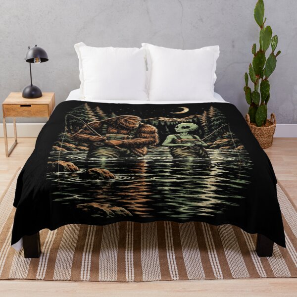 Item preview, Bigfoot Alien Fly Fishing Cryptid Extraterrestrial Outdoor Angler designed and sold by FolkGraphics.