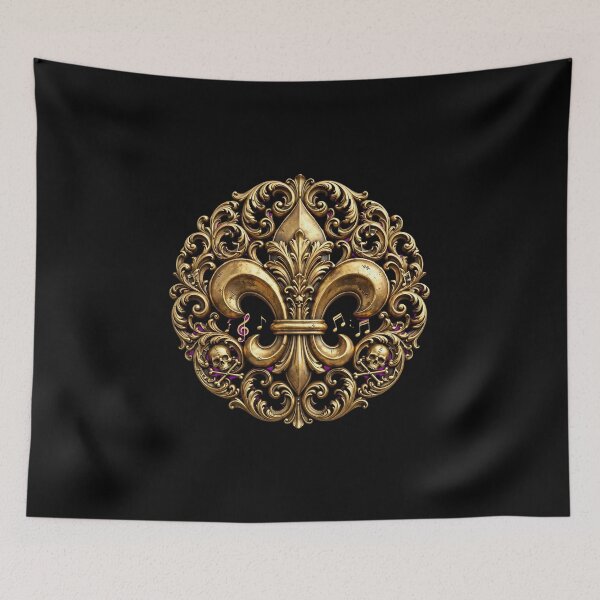 Item preview, Fleur De Lys Halloween New Orleans Voodoo Gold Purple Dark Gothic Emblem designed and sold by ProjectNoah.