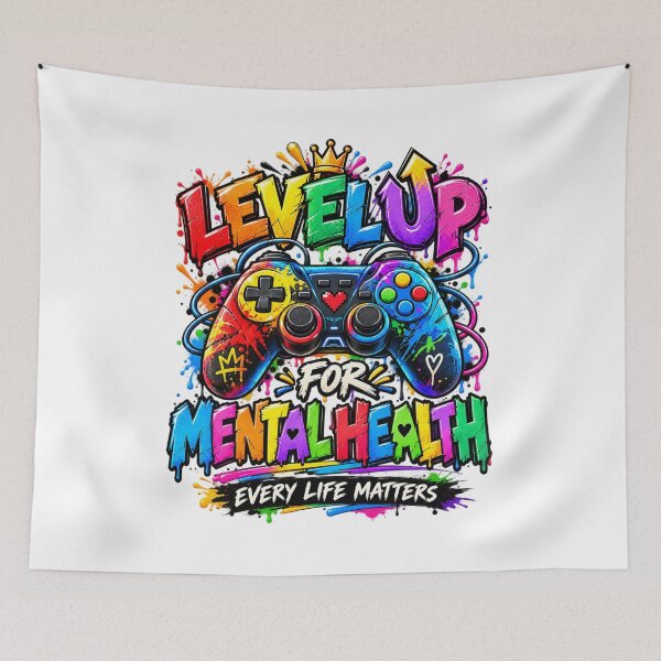 Item preview, Level Up For Mental Health Gaming Artwork designed and sold by ShopFanCreation.