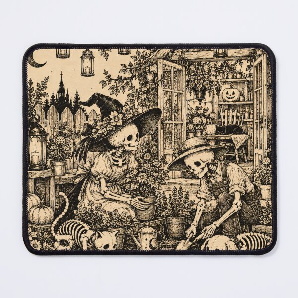 Item preview, Skeleton Gardeners at the Witchy Cottage designed and sold by Blink Art Studio.
