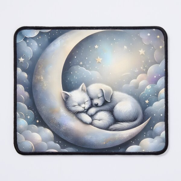 Item preview, Sleeping Dog and Cat on Crescent Moon designed and sold by Sybille-Yates.