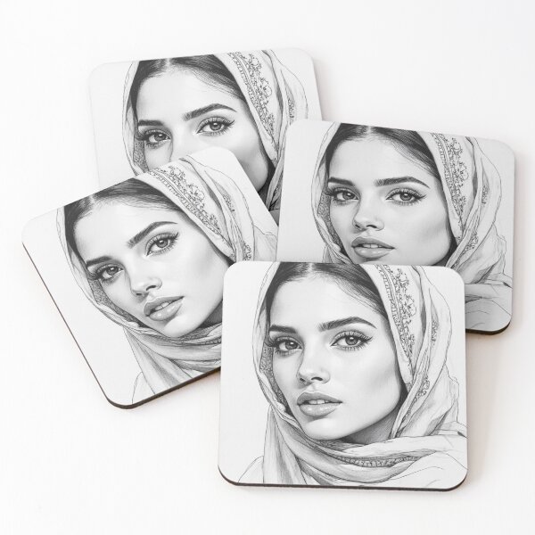 Item preview, Veiled Elegance - Moroccan Inspired Beauty Portrait Art designed and sold by nhk999.