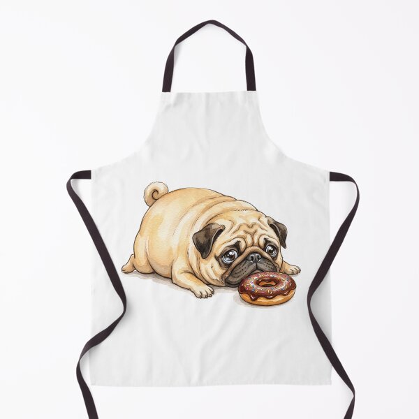 Item preview, Hungry Chubby Pug Staring Chocolate Donut Watercolor Art designed and sold by Digitalphoto4u.