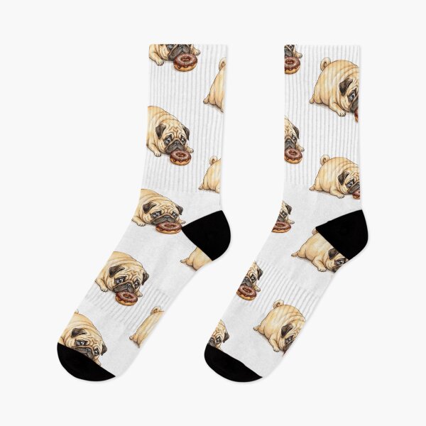 Item preview, Hungry Chubby Pug Staring Chocolate Donut Watercolor Art designed and sold by Digitalphoto4u.