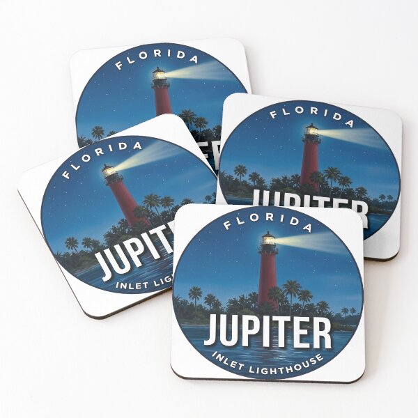 Artikelvorschau, Jupiter Inlet Leuchtturm Florida Nachtstrahl Runder Abzeichenaufkleber entworfen und verkauft von DetourDgn.