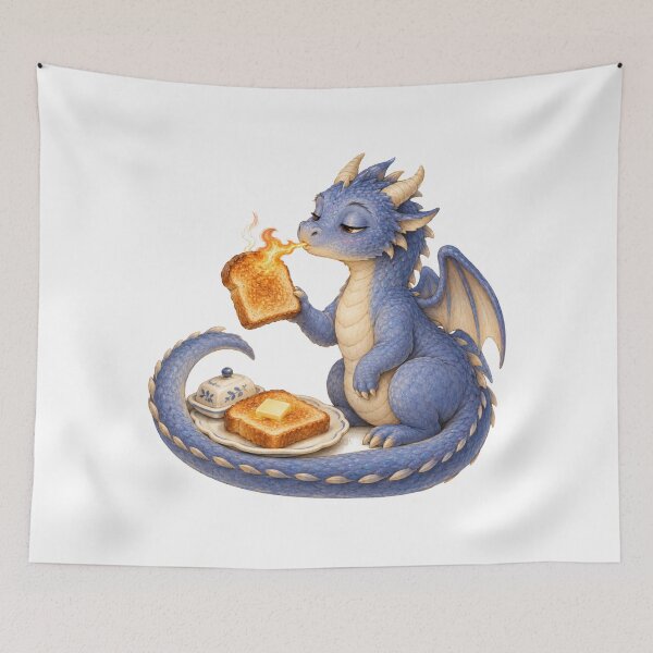 Item preview, Sleepy Dragon Toasting Its Breakfast designed and sold by LuxChu.