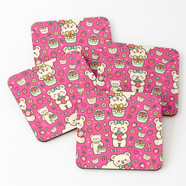 Item preview, Kawaii Teddy Bear Strawberry Pattern designed and sold by LenNo9881.