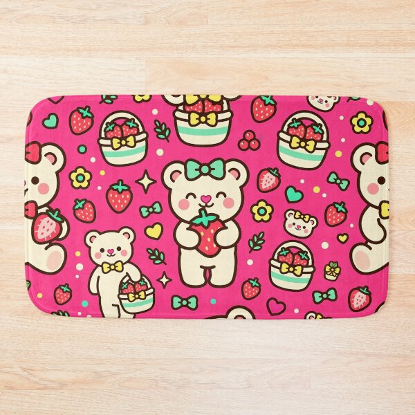 Item preview, Kawaii Teddy Bear Strawberry Pattern designed and sold by LenNo9881.