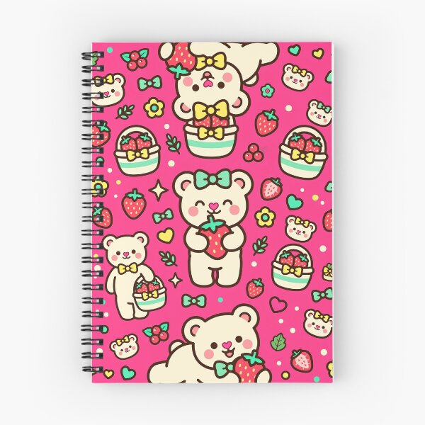 Item preview, Kawaii Teddy Bear Strawberry Pattern designed and sold by LenNo9881.