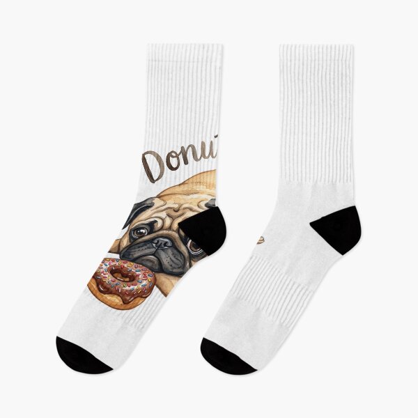Item preview, Funny Donut Talk to Me Pug Watercolor Art designed and sold by Digitalphoto4u.