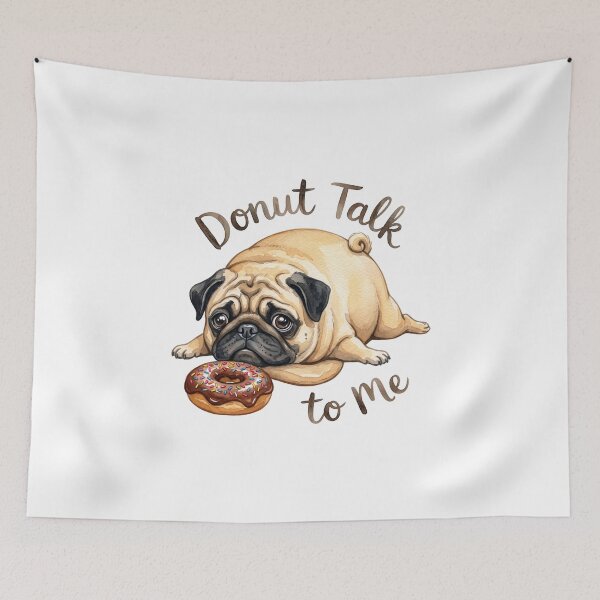 Item preview, Funny Donut Talk to Me Pug Watercolor Art designed and sold by Digitalphoto4u.