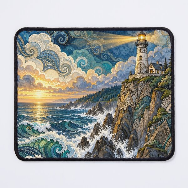 Item preview, Intricate Lighthouse over a Stormy Sea designed and sold by PaintedbyCarol.