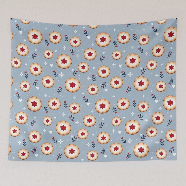 Item preview, Christmas Linzer Cookies Blue Pattern designed and sold by OneLook.