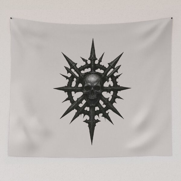 Item preview, Dark Gothic Skull and Spiked Iron Star – Heavy Metal Horror Art designed and sold by Kruti Collection.