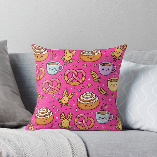 Item preview, Kawaii Donut Coffee Pretzel Pattern Pink Food Art designed and sold by LenNo9881.