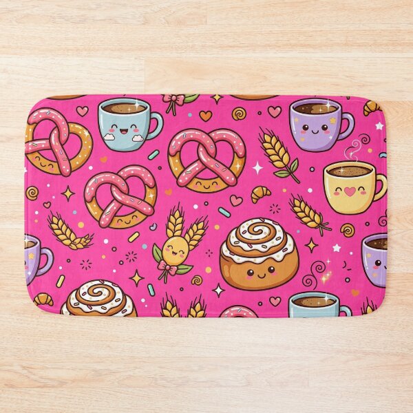Item preview, Kawaii Donut Coffee Pretzel Pattern Pink Food Art designed and sold by LenNo9881.