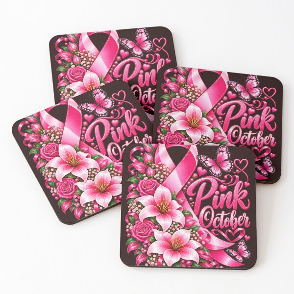 Item preview, Pink October Breast Cancer Awareness Floral Ribbon designed and sold by ShopFanCreation.