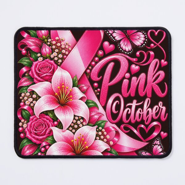 Item preview, Pink October Breast Cancer Awareness Floral Ribbon designed and sold by ShopFanCreation.