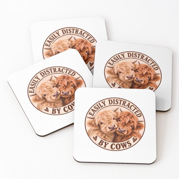 Item preview, Easily Distracted by Cows  | Cute Highland Cow Sticker & Cow Lover Gift designed and sold by headpossum.