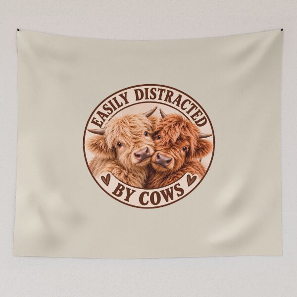 Item preview, Easily Distracted by Cows  | Cute Highland Cow Sticker & Cow Lover Gift designed and sold by headpossum.