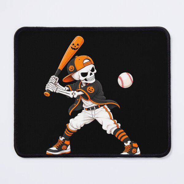 Item preview, Halloween Skeleton Baseball Batter with Pumpkin Details designed and sold by ObukiLantara.