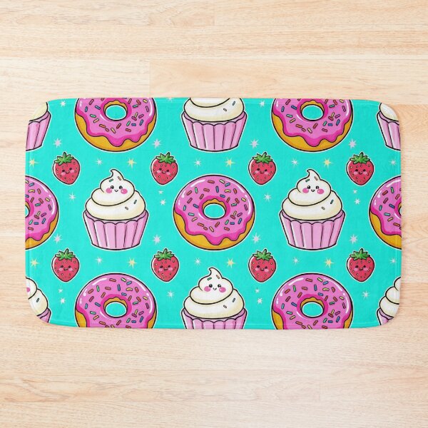 Item preview, Pink Donut Cupcake Pattern Turquoise Kawaii designed and sold by LenNo9881.