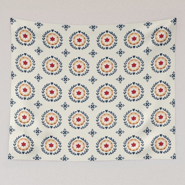 Item preview, Vintage Linzer Christmas Cookies Folk Art Pattern designed and sold by OneLook.