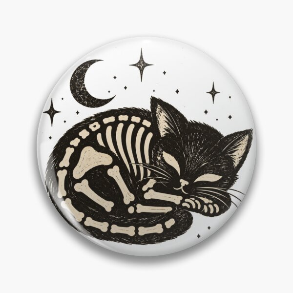 Item preview, Sleeping Skeleton Cat – Gothic Moon and Stars designed and sold by Blink Art Studio.