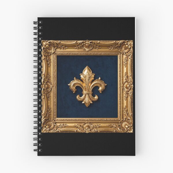 Item preview, Fleur De Lys Gold Ornate Baroque Frame Navy Blue Luxury Wall Art Print designed and sold by ProjectNoah.