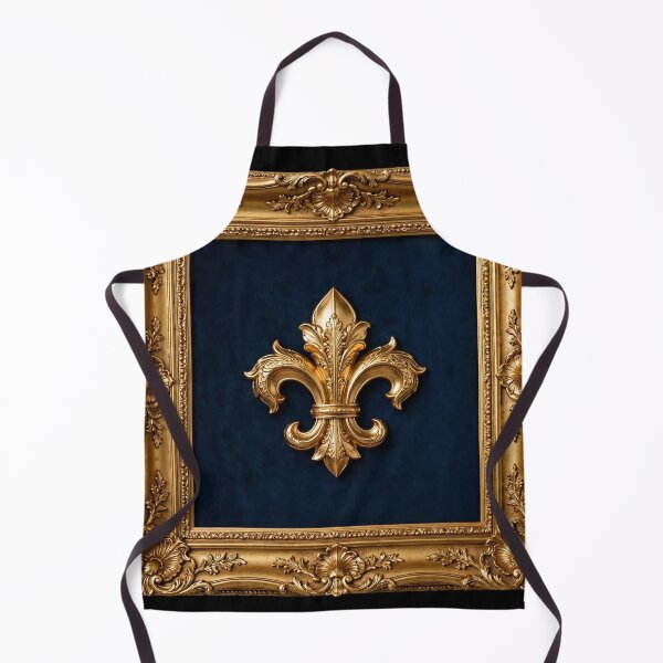 Item preview, Fleur De Lys Gold Ornate Baroque Frame Navy Blue Luxury Wall Art Print designed and sold by ProjectNoah.
