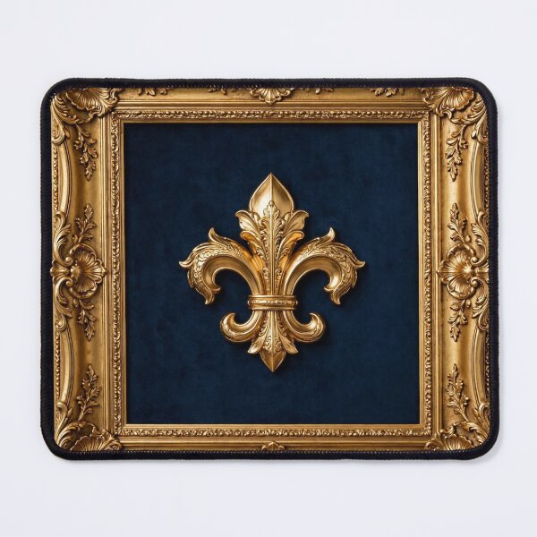 Item preview, Fleur De Lys Gold Ornate Baroque Frame Navy Blue Luxury Wall Art Print designed and sold by ProjectNoah.