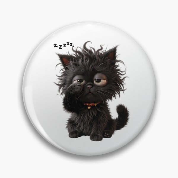 Item preview, Funny Sleepy Black Cat 3D Cartoon - Messy Hair Morning Mood designed and sold by cats-dogs1.