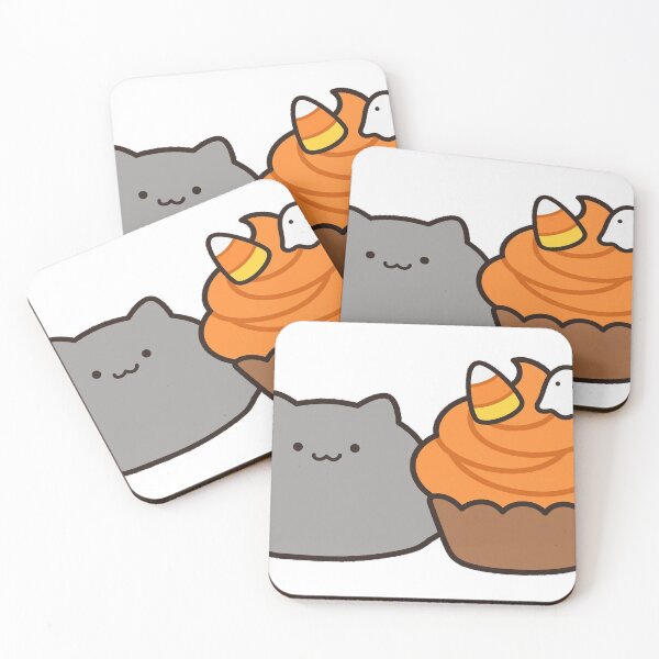 Item preview, Cute Black Cat Ghost Halloween Cupcake Candy Kawaii Sticker designed and sold by xiaoxiaochibi.