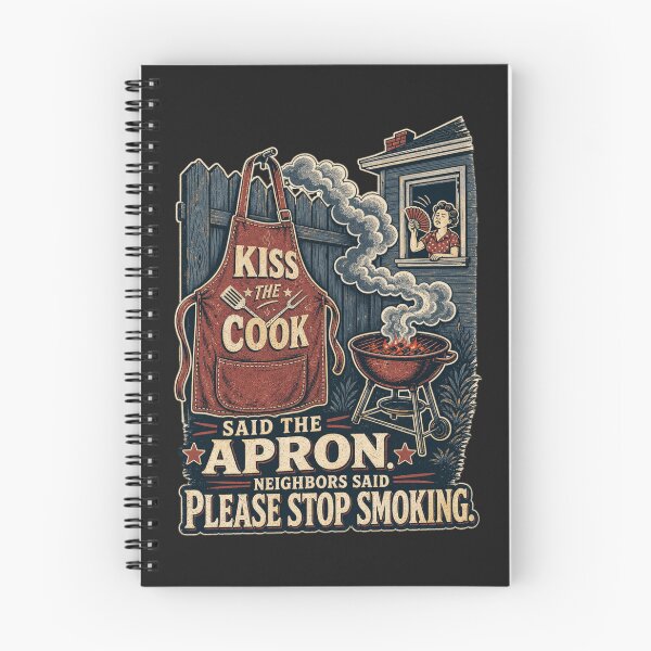 Item preview, Kiss The Cook Said The Apron Neighbors Said Please Stop Smoking Shirt, Funny Grill Dad T-Shirt, BBQ Neighbor Humor Tee, Father's Day Gift Shirt, Vintage Apron Graphic designed and sold by TshirtsLabs.