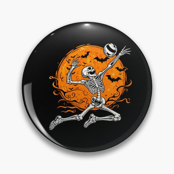 Item preview, Halloween Skeleton Volleyball Player Orange Moon Bats designed and sold by Suzu Comena.