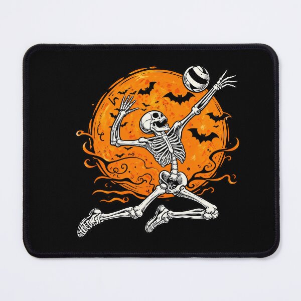 Item preview, Halloween Skeleton Volleyball Player Orange Moon Bats designed and sold by Suzu Comena.
