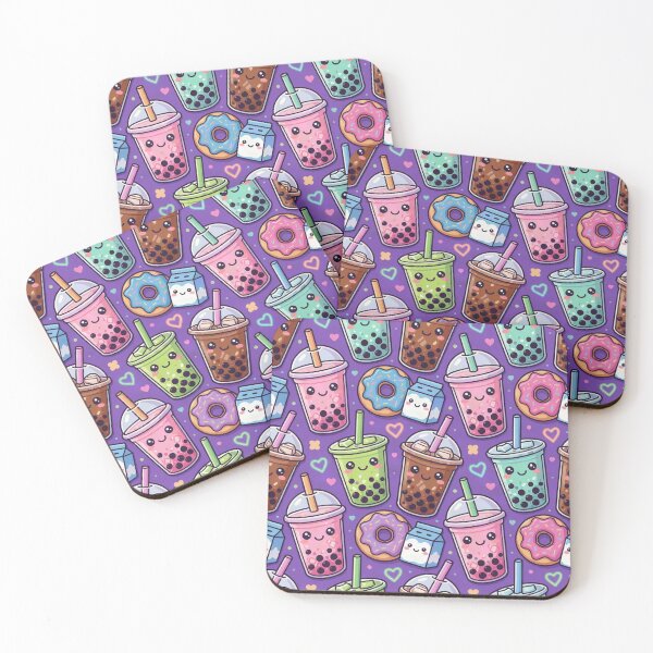 Item preview, Kawaii Bubble Tea Boba Pattern Purple Aesthetic designed and sold by LenNo9881.