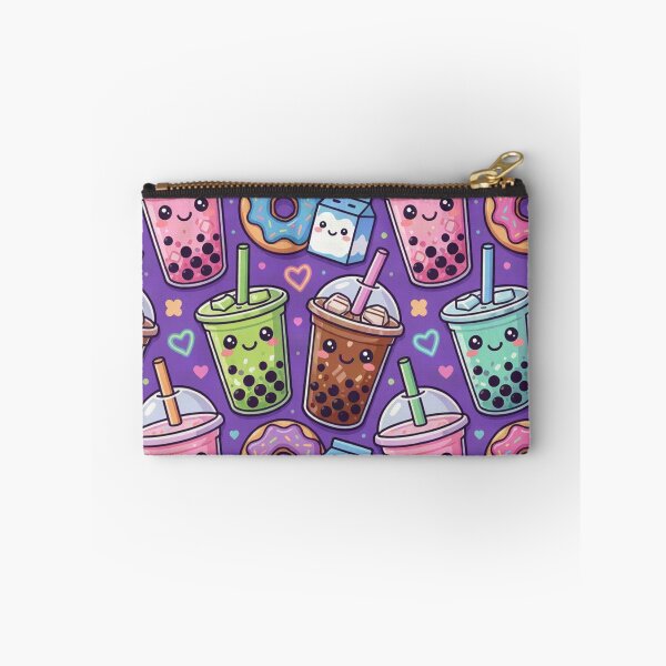 Item preview, Kawaii Bubble Tea Boba Pattern Purple Aesthetic designed and sold by LenNo9881.