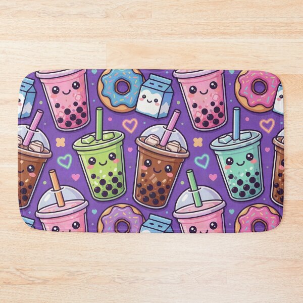 Item preview, Kawaii Bubble Tea Boba Pattern Purple Aesthetic designed and sold by LenNo9881.