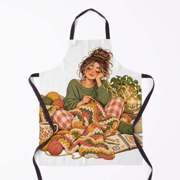 Item preview, Unfinished Blanket at Midnight – Crochet Humor Illustration designed and sold by Xnuery.