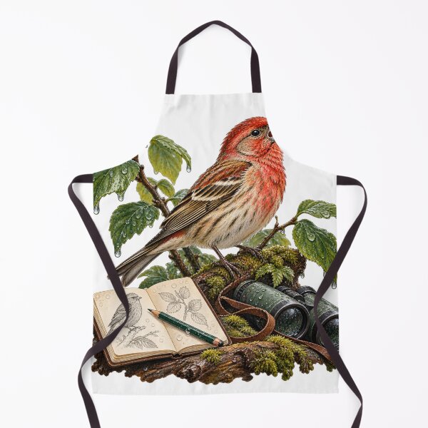 Item preview, Finch Singing in the Rain – Birdwatching Illustration designed and sold by Xnuery.