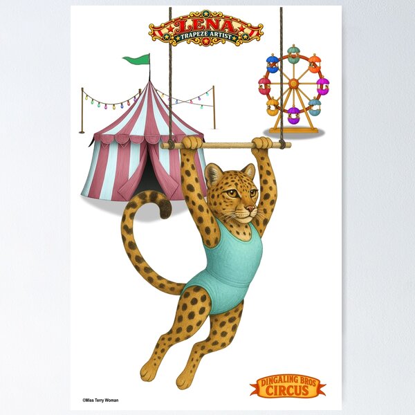 Item preview, Lena Leopard Trapeze Artist: Vintage Circus Animal Parody designed and sold by MissTerryWoman.