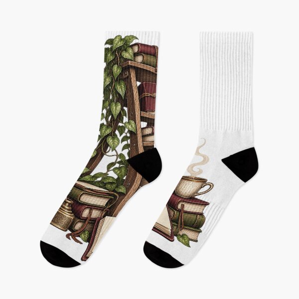 Item preview, Library Ladder with Blank Journals – Writer Humor Illustration designed and sold by Xnuery.