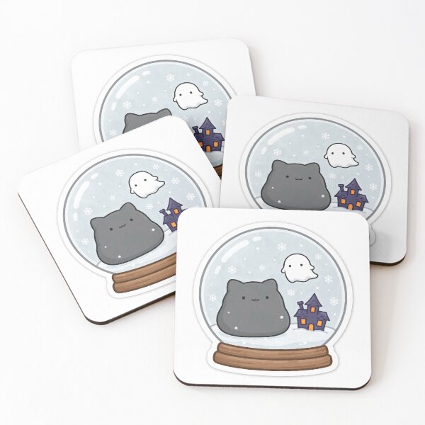 Item preview, Cute Black Cat Ghost Snow Globe Haunted House Halloween Kawaii Sticker designed and sold by xiaoxiaochibi.
