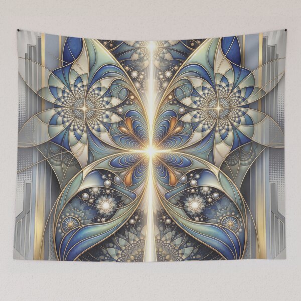 Item preview, Art Deco Celestial Fractal Wings Tapestry designed and sold by Frackxion.