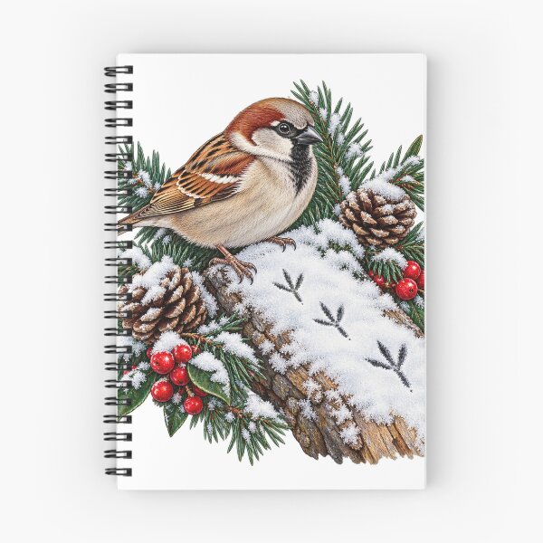 Item preview, Frosted Sparrow Footprints – Winter Birds Illustration designed and sold by Xnuery.