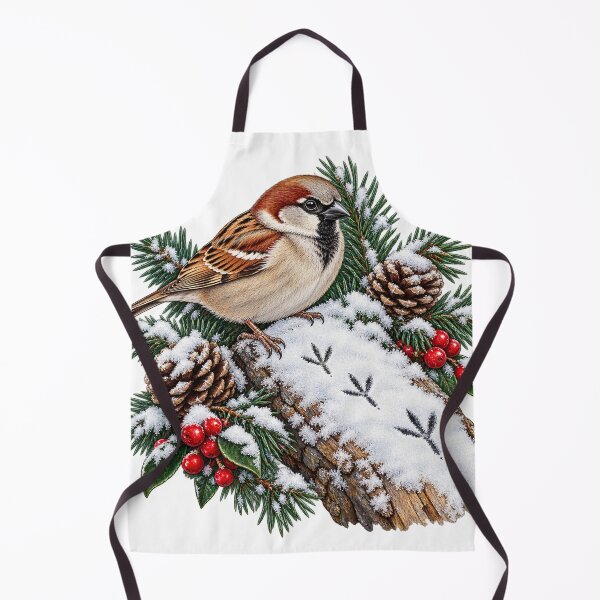 Item preview, Frosted Sparrow Footprints – Winter Birds Illustration designed and sold by Xnuery.